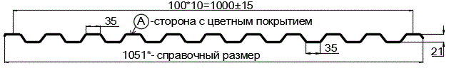 Фото: Профнастил С21 х 1000 - A (ПЭ-01-2004-0.7) в Чехове