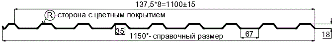 Фото: Профнастил МП20 х 1100 - R RETAIL (ПЭ-01-3005-СТ) в Чехове