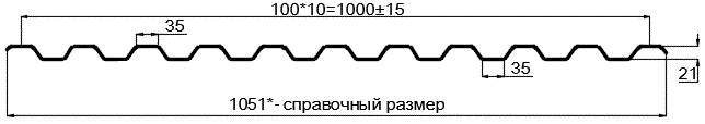 Фото: Профнастил оцинкованный С21 х 1000 (ОЦ-01-БЦ-0.65) в Чехове