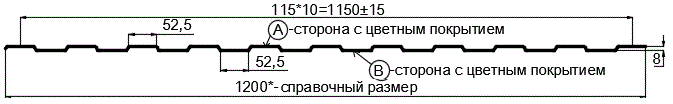 Фото: Профнастил С8 х 1150 - B Двусторонний (ПЭ_Д-01-8017-0.4±0.08мм) в Чехове