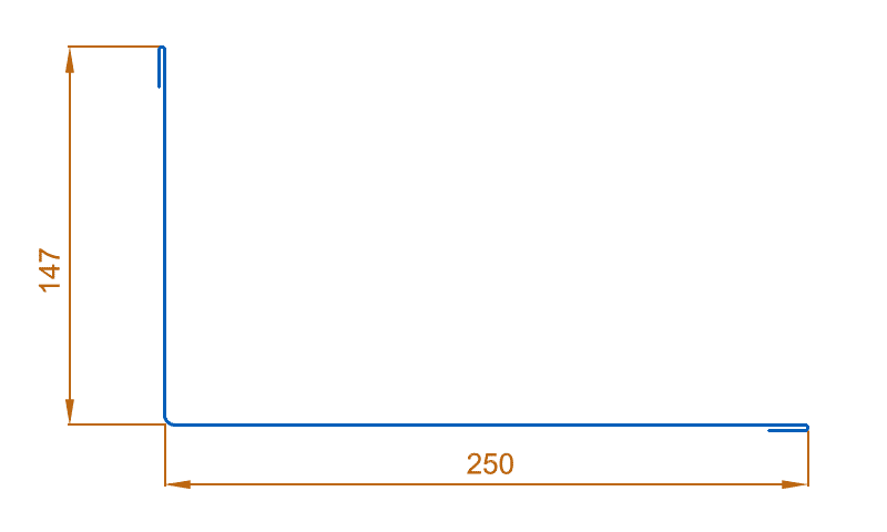 Планка примыкания верхняя 250х147х2000 (AGNETA-20-Copper\Copper-0.5)