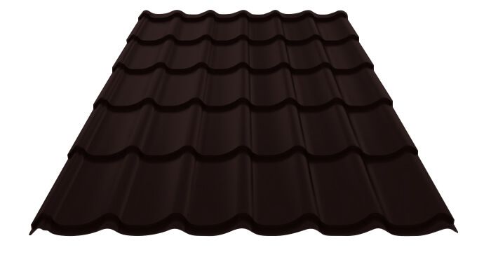 Металлочерепица МП Ламонтерра (VALORI-20-DarkBrown-0.5)